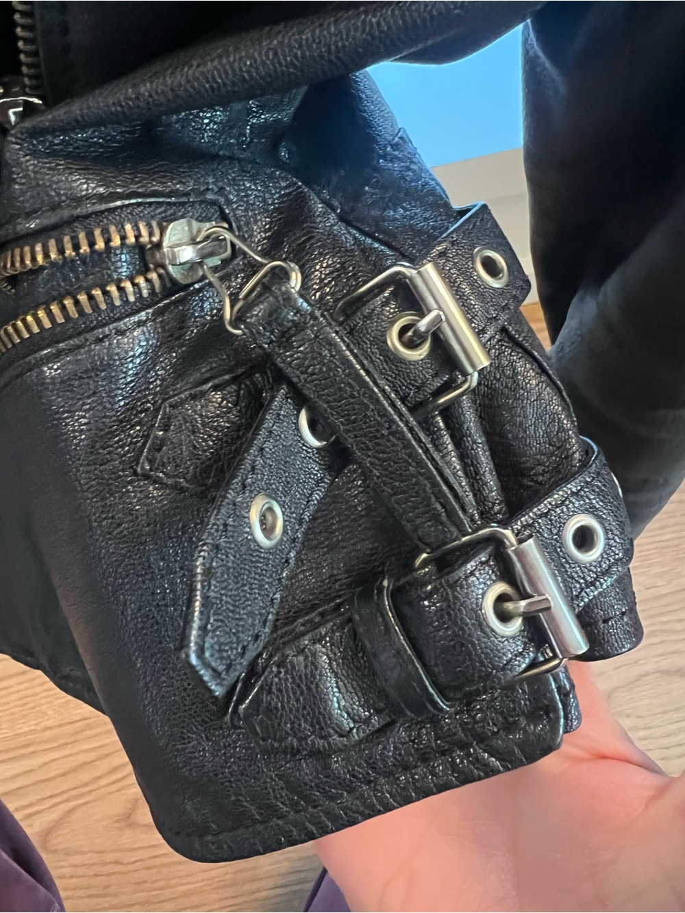 Zara Black Genuine Leather Motorcycle Jacket - Small - Picture 4 of 9
